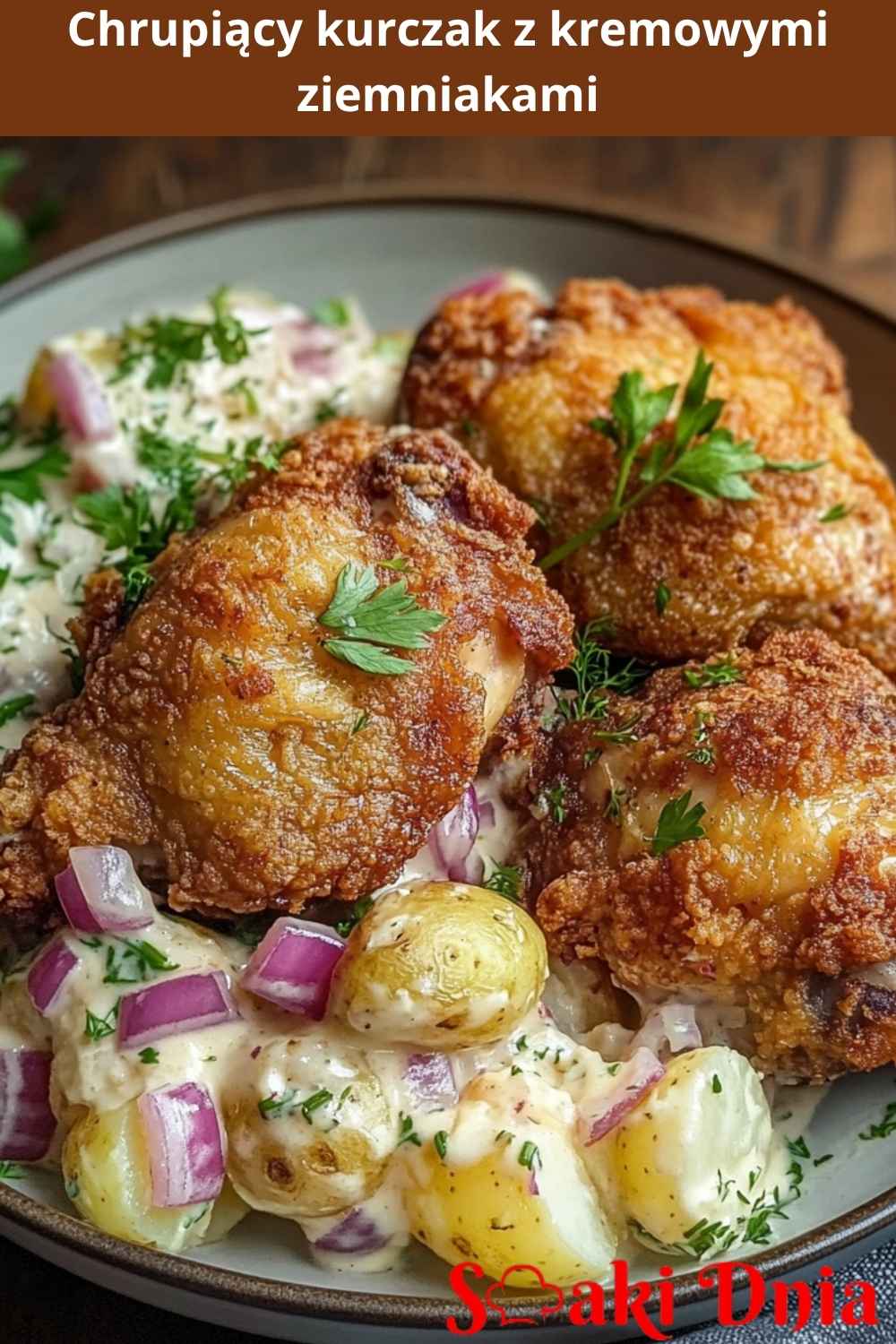 Chrupiący kurczak z kremowymi ziemniakami