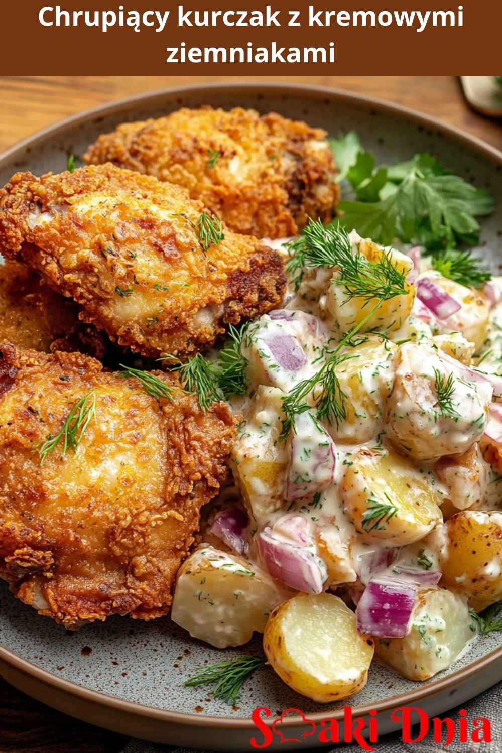 Chrupiący kurczak z kremowymi ziemniakami