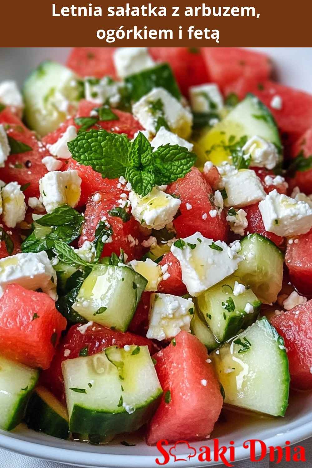 Letnia sałatka z arbuzem, ogórkiem i fetą 4 Letnia sałatka z arbuzem, ogórkiem i fetą