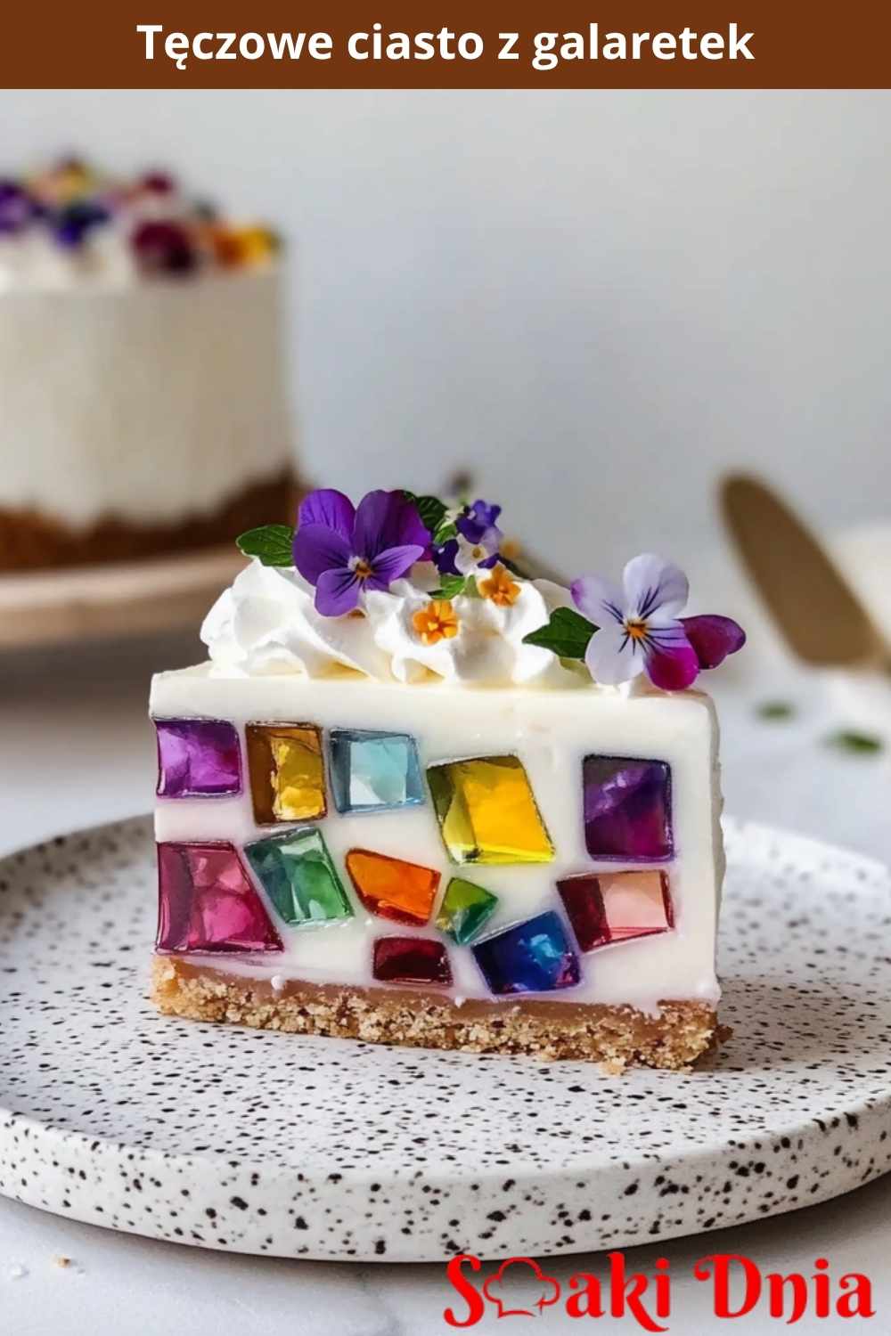 Tęczowe ciasto z galaretek