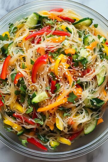 Orientalna sałatka z makaronem ryżowym i warzywami