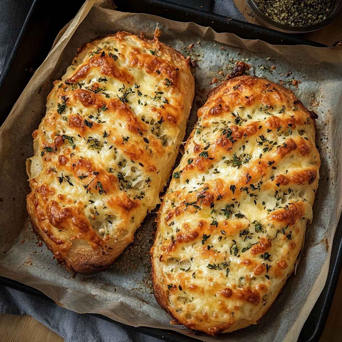 Chlebek czosnkowo-serowy z ziołami