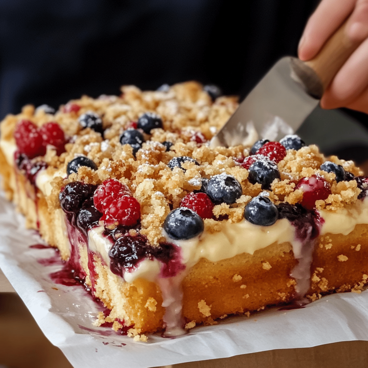 Drożdżówka z budyniem, owocami i kruszonką 2 Drożdżówka z budyniem, owocami i kruszonką