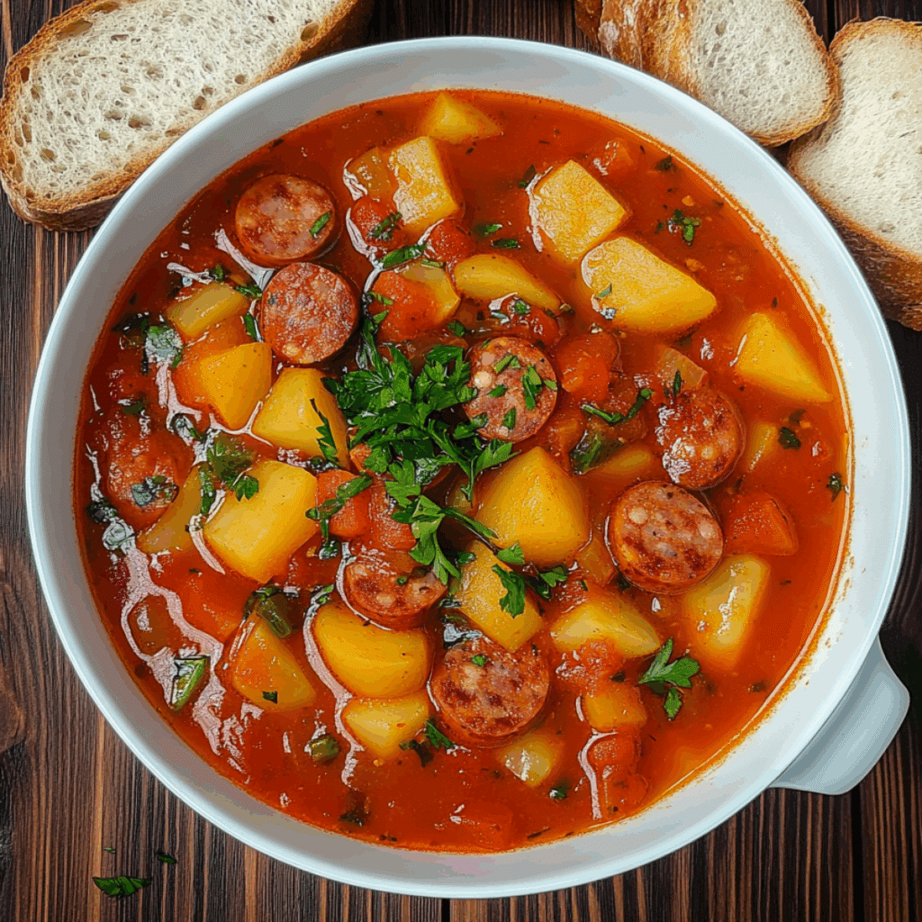 Węgierska zupa z kiełbasą i papryką