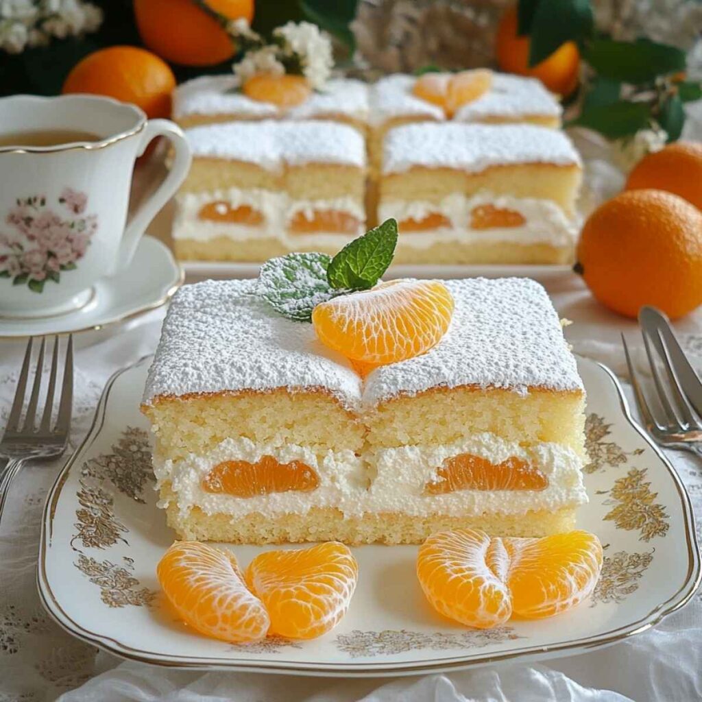 Biszkoptowe ciasto z kremem i mandarynkami