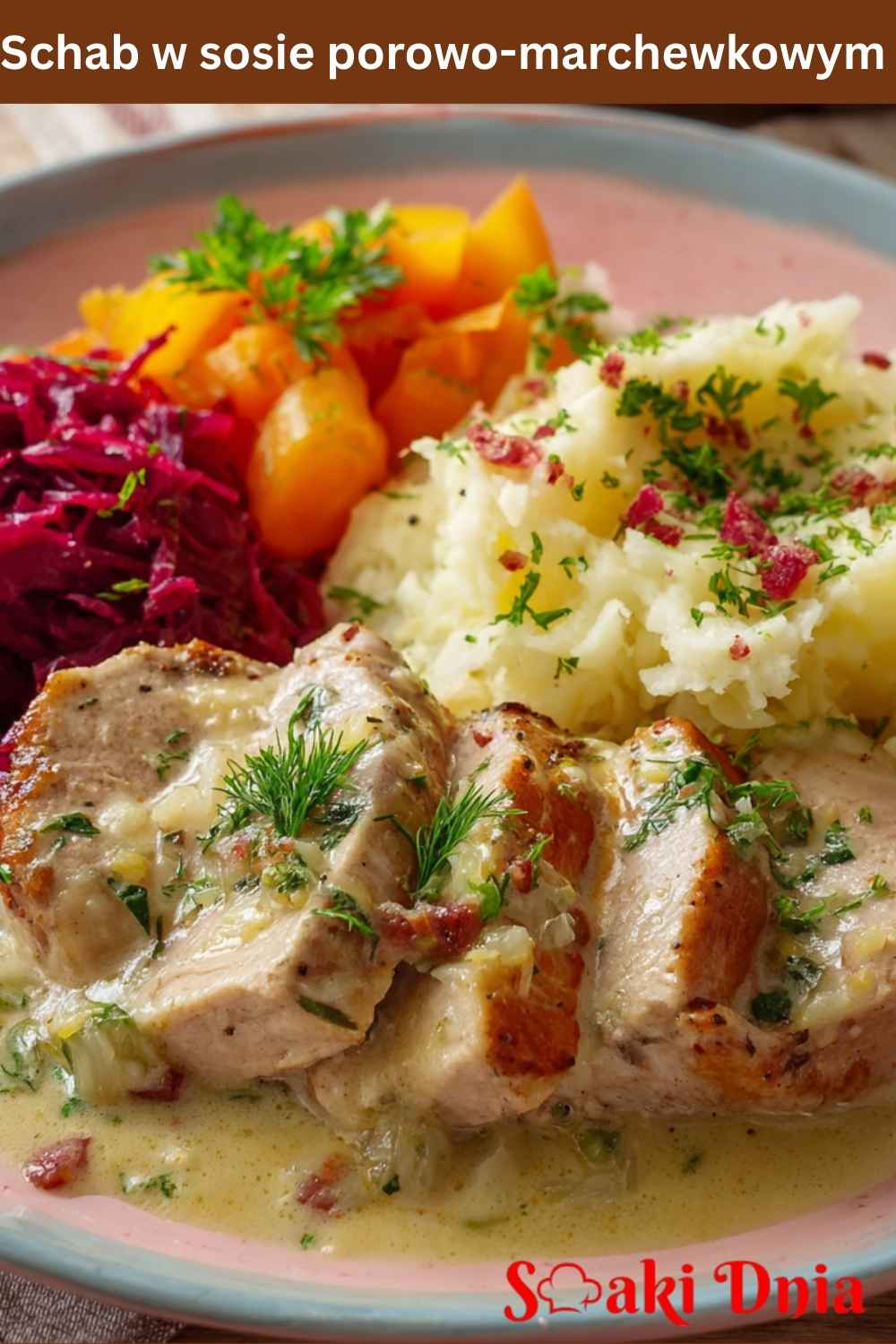 Schab w sosie porowo-marchewkowym