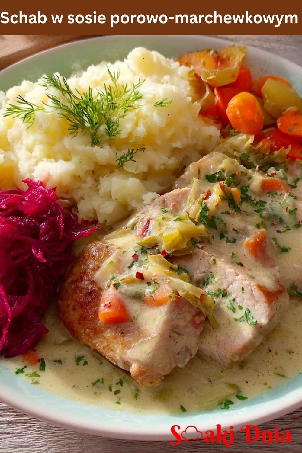 Schab w sosie porowo-marchewkowym