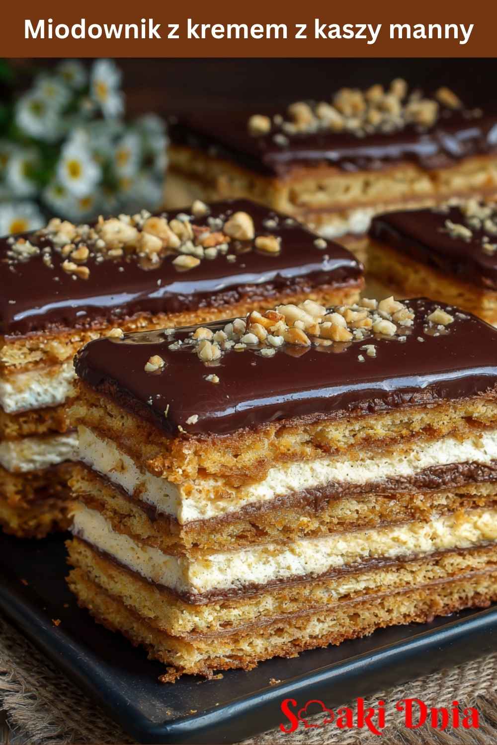 Miodownik z kremem z kaszy manny