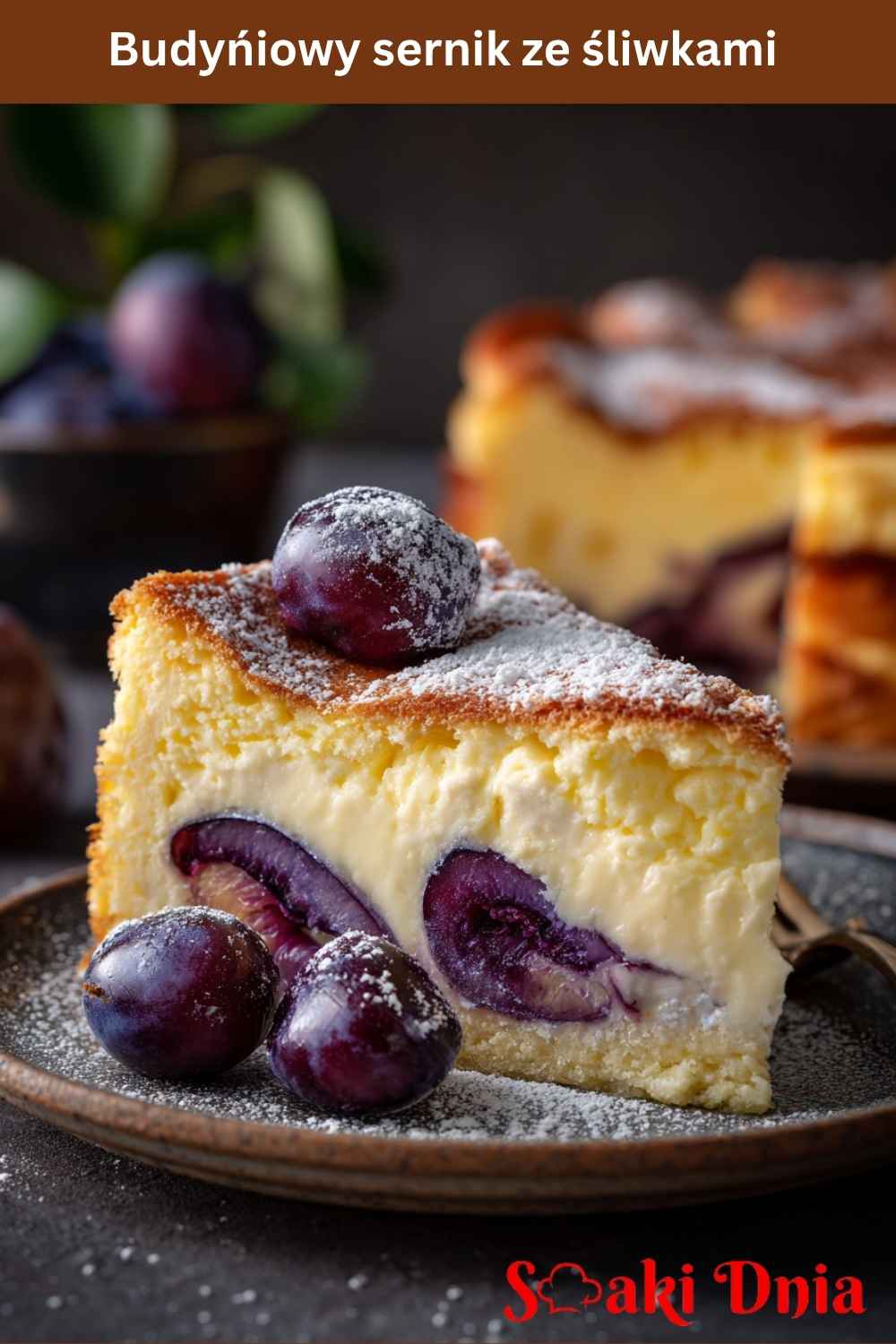 Budyniowy sernik ze śliwkami