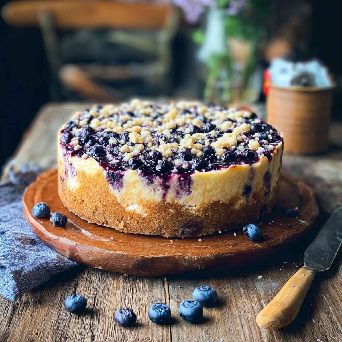 Sernik z borówkami i kruszonką