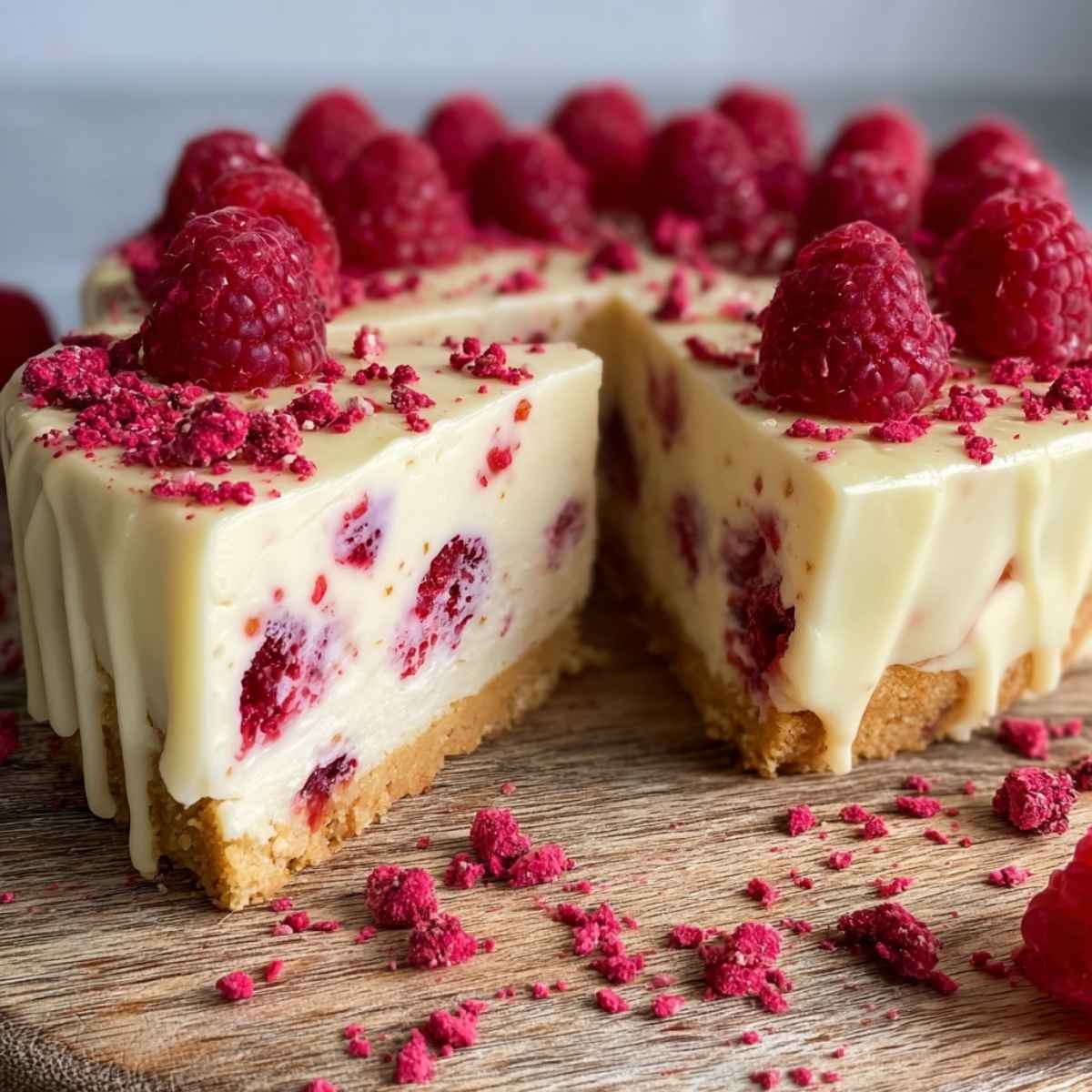 Sernik z malinami i białą czekoladą