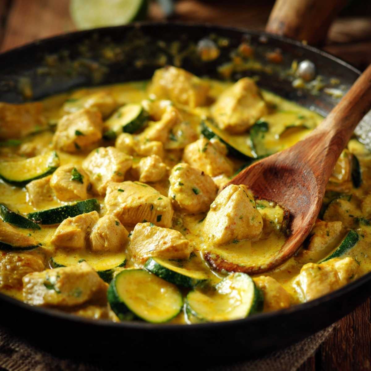 Kurczak w curry z cukinią