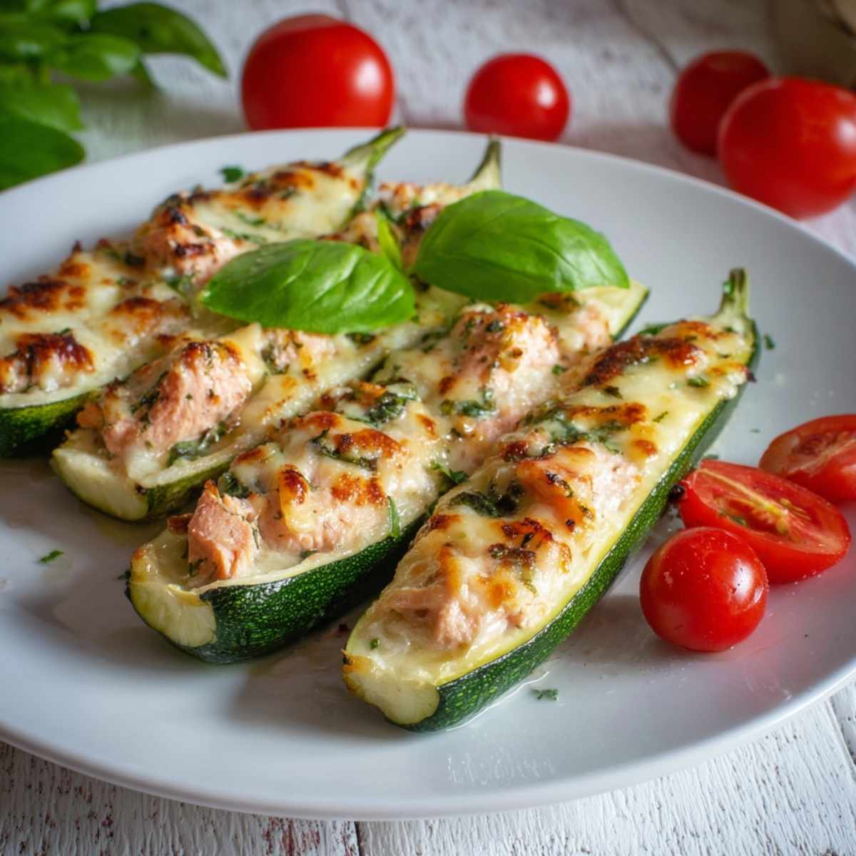 Cukinia faszerowana łososiem i serem