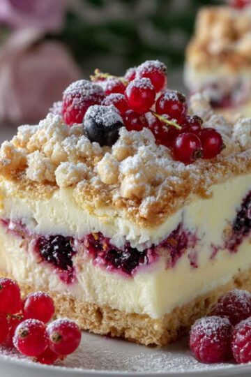 Ciasto z masą serowo-budyniową i porzeczkami – pyszne i efektowne 42 Ciasto z masą serowo-budyniową i porzeczkami