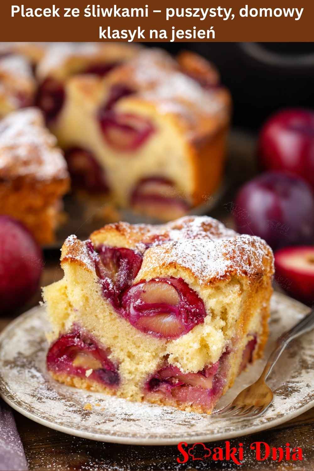 wilgotny placek ze śliwkami