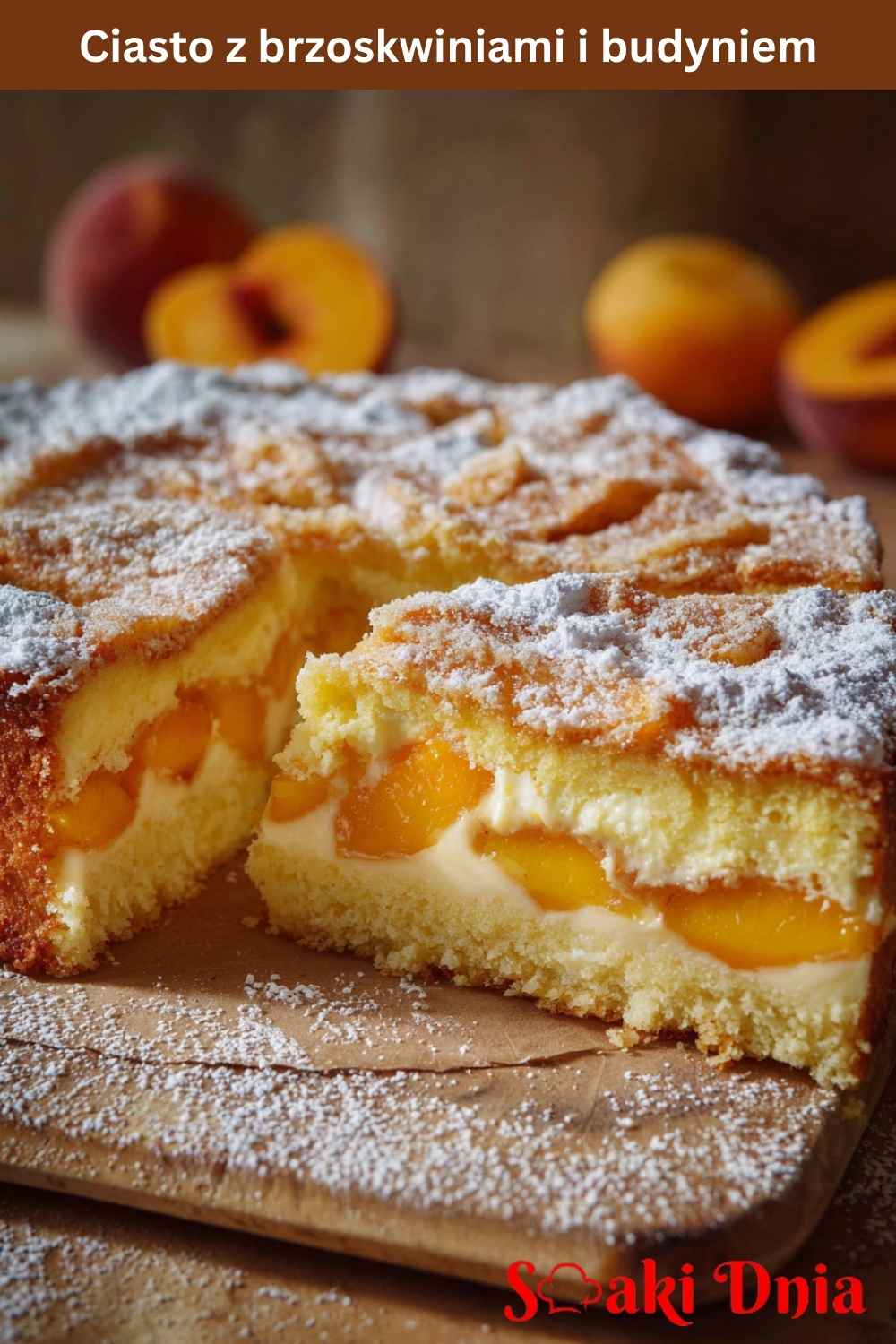 Ciasto z brzoskwiniami i budyniem
