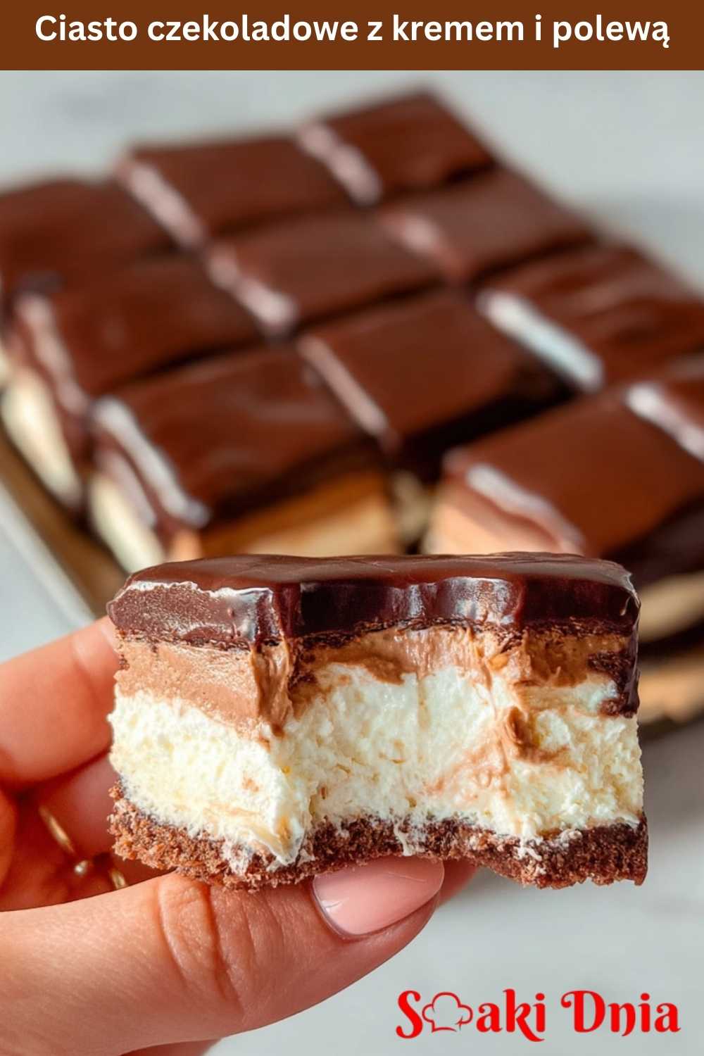 Ciasto czekoladowe z kremem i polewą