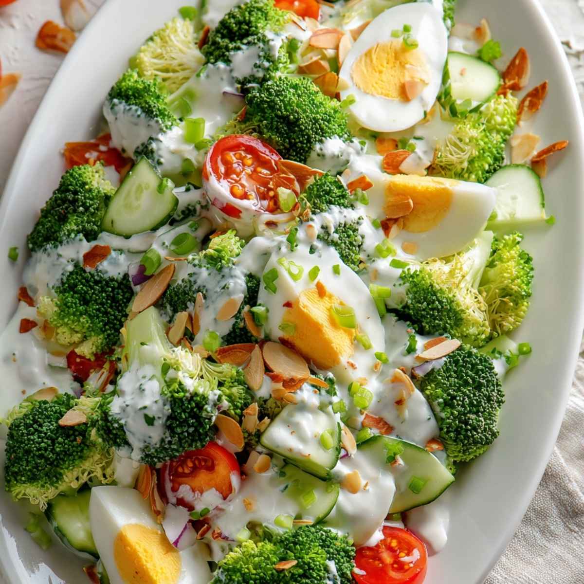 Sałatka z brokułem, jajkiem i prażonymi migdałami – lekka i pełna smaku 5 Sałatka z brokułem, jajkiem i prażonymi migdałami