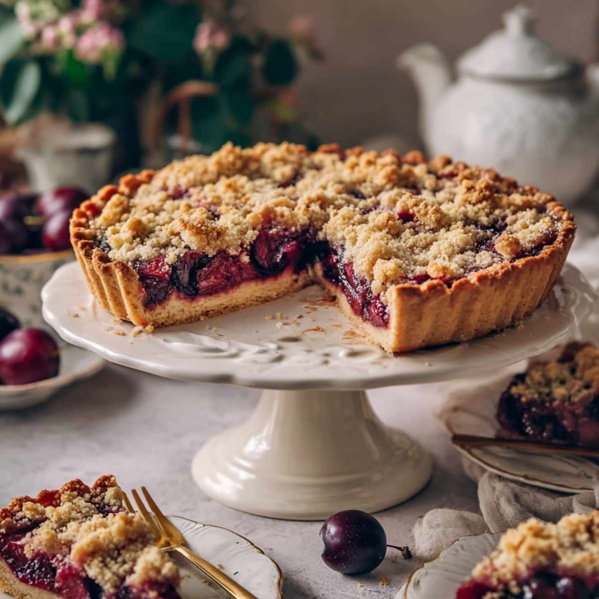 Tarta ze śliwkami i kruszonką – jesienny klasyk w Twojej kuchni