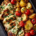 Kurczak w sosie śmietanowo-czosnkowym z pieczonymi ziemniakami