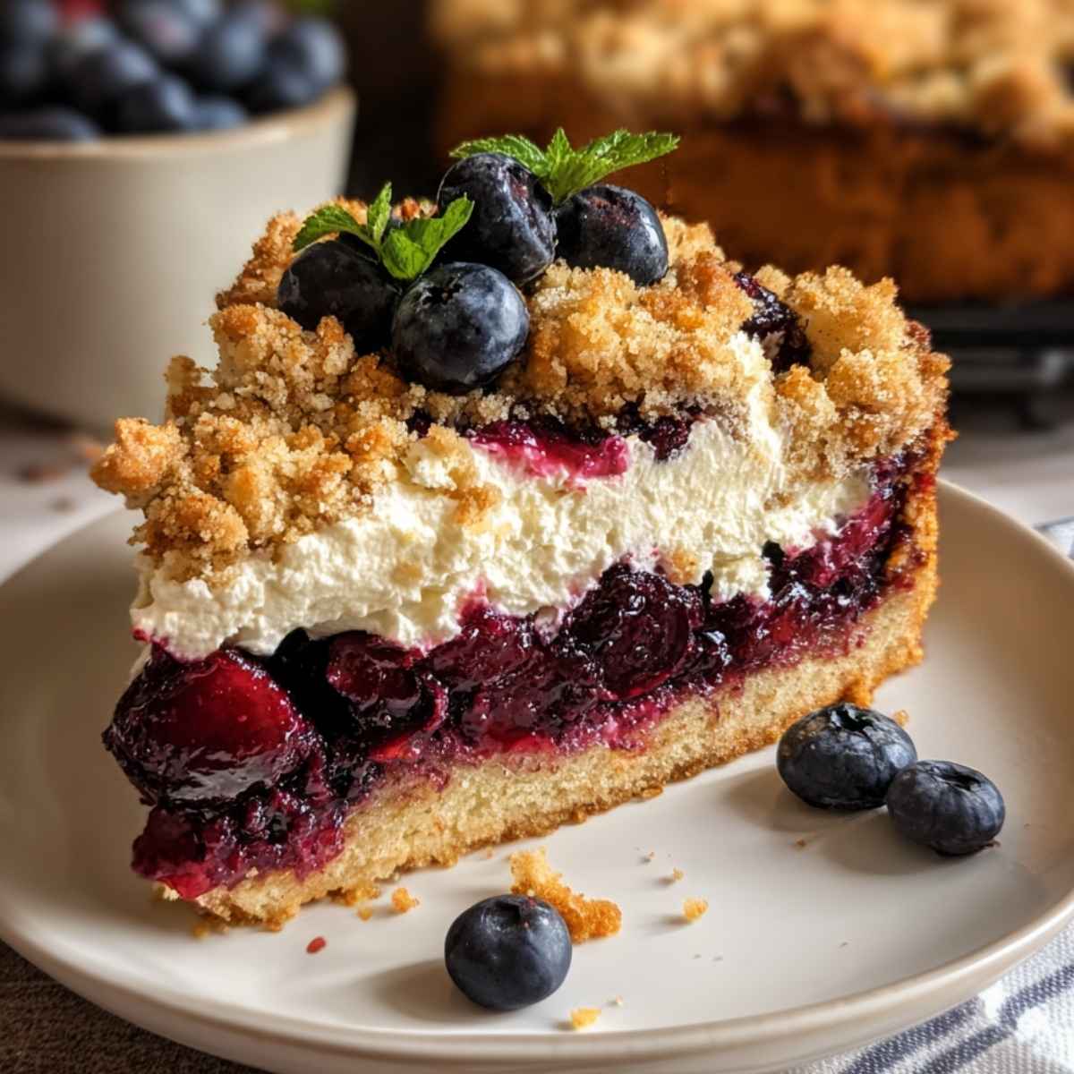 Kruchy placek ze śliwką i borówką