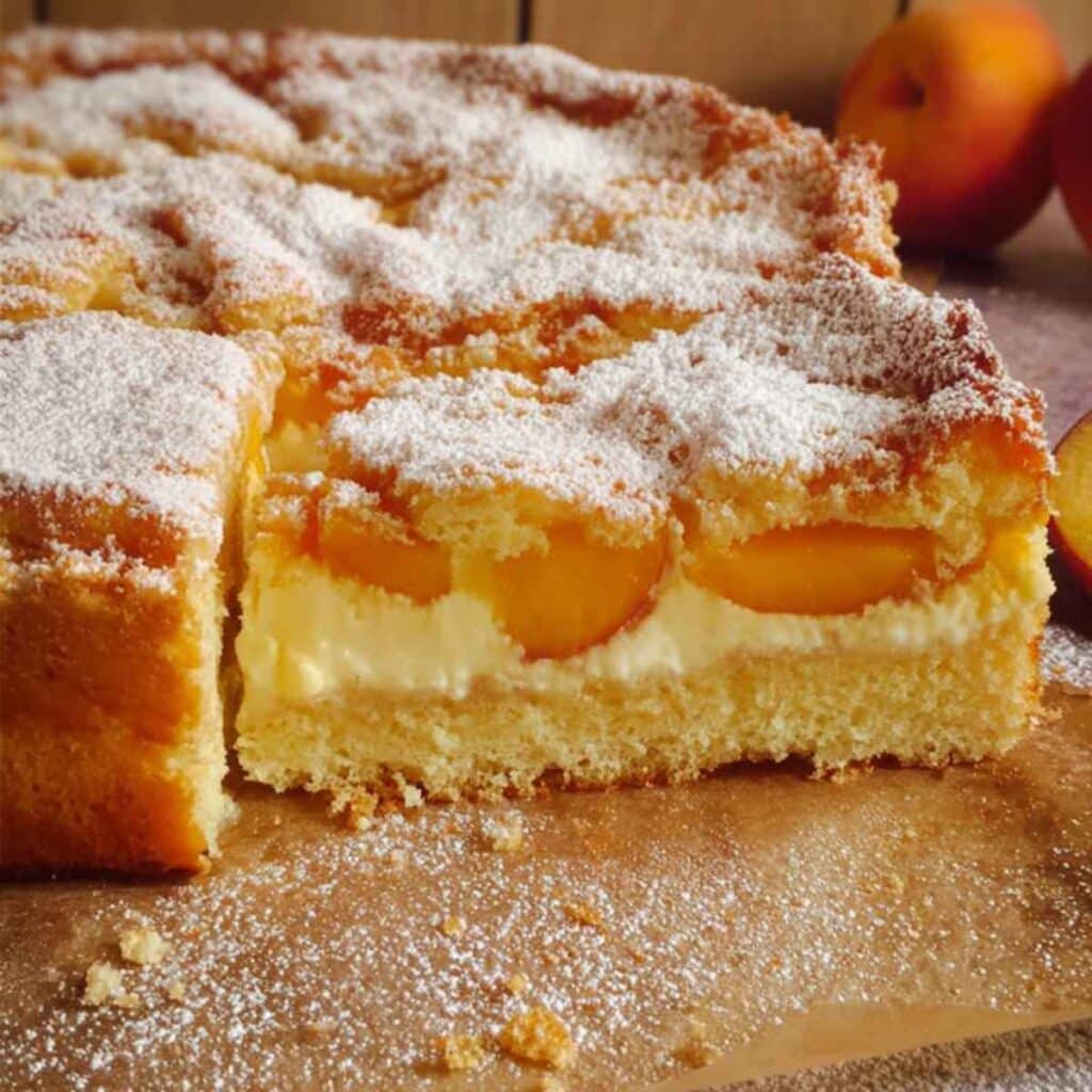 Ciasto z brzoskwiniami i budyniem