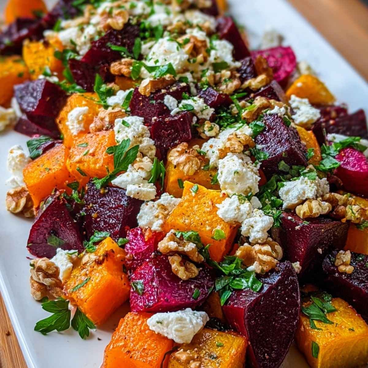 Sałatka z pieczonej dyni i buraków z fetą – kolorowy i zdrowy obiad