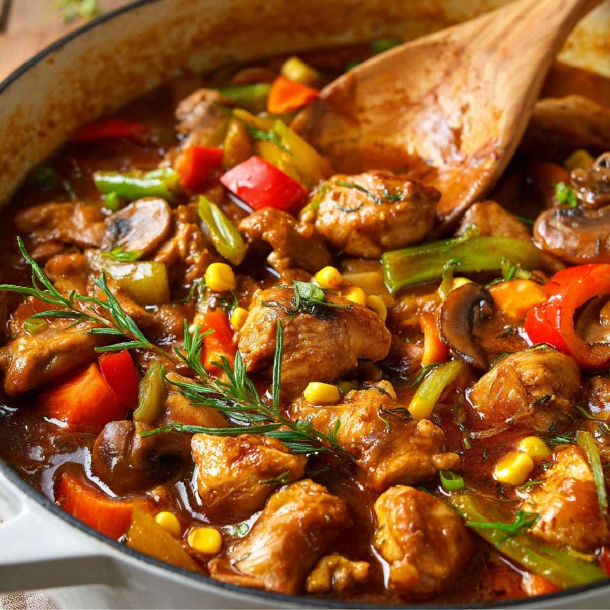 Kurczak duszony z warzywami w aromatycznym sosie