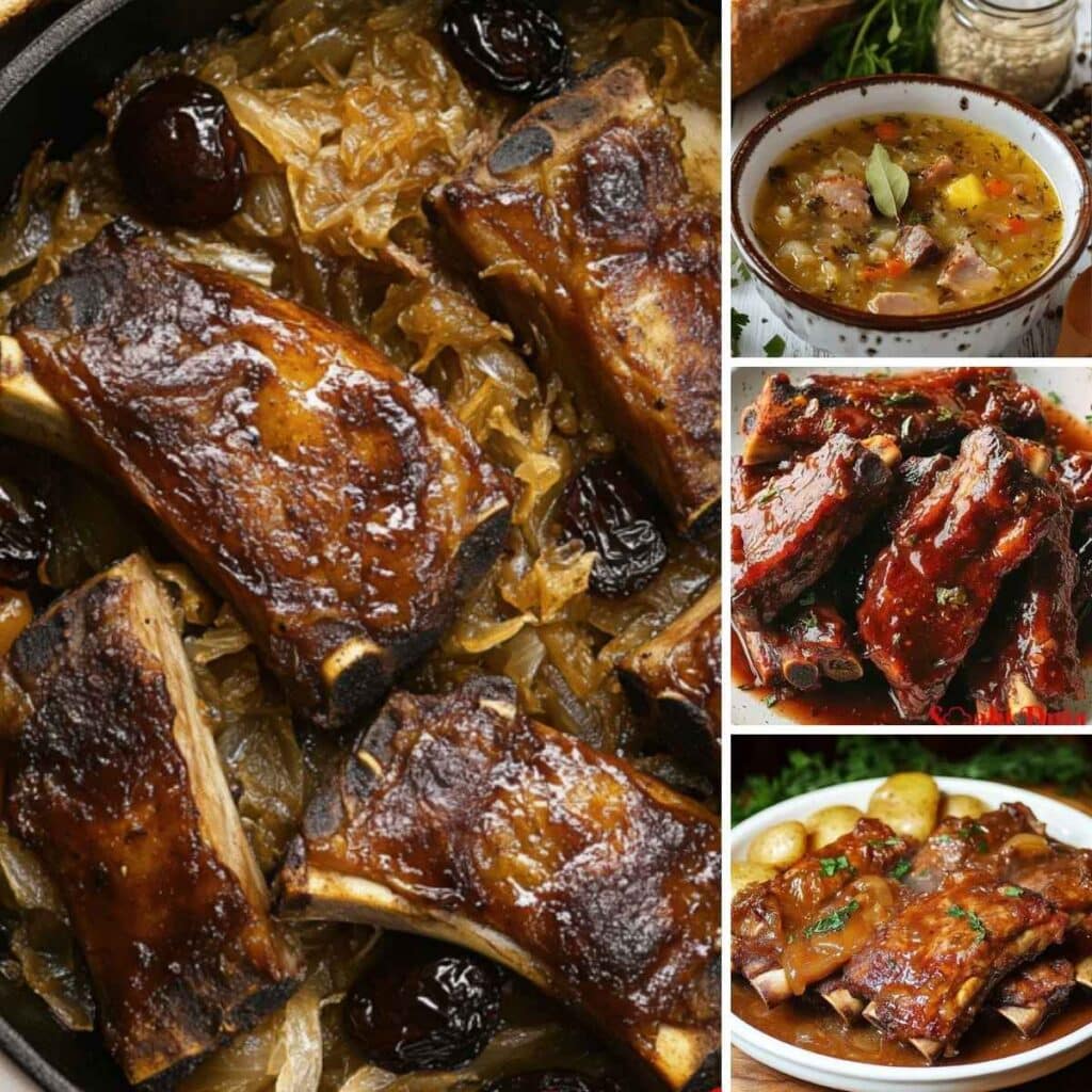 10 Najlepszych Przepisów na Żeberka – Od Klasycznych po Nowoczesne Smaki 1 Soczyste żeberka pieczone w aromatycznej marynacie z miodem i czosnkiem, podane na rustykalnym talerzu z ziołami