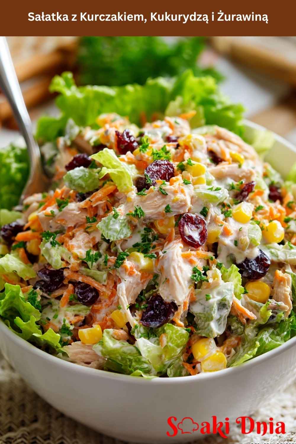 Sałatka z Kurczakiem, Kukurydzą i Żurawiną