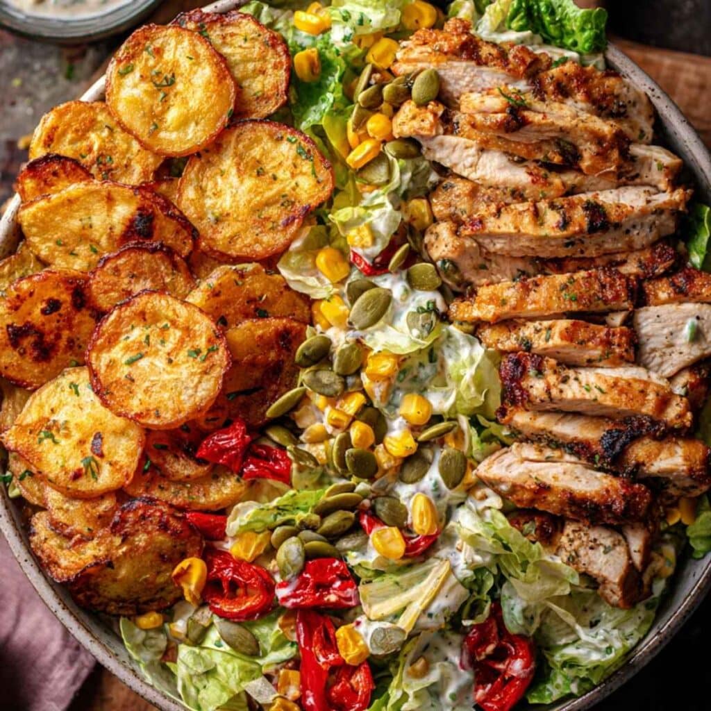 23 sałatki na święta – kolorowe, pyszne i wyjątkowe przepisy na Wigilię i nie tylko 24 Sałatka z kurczakiem i chrupiącymi ziemniakami