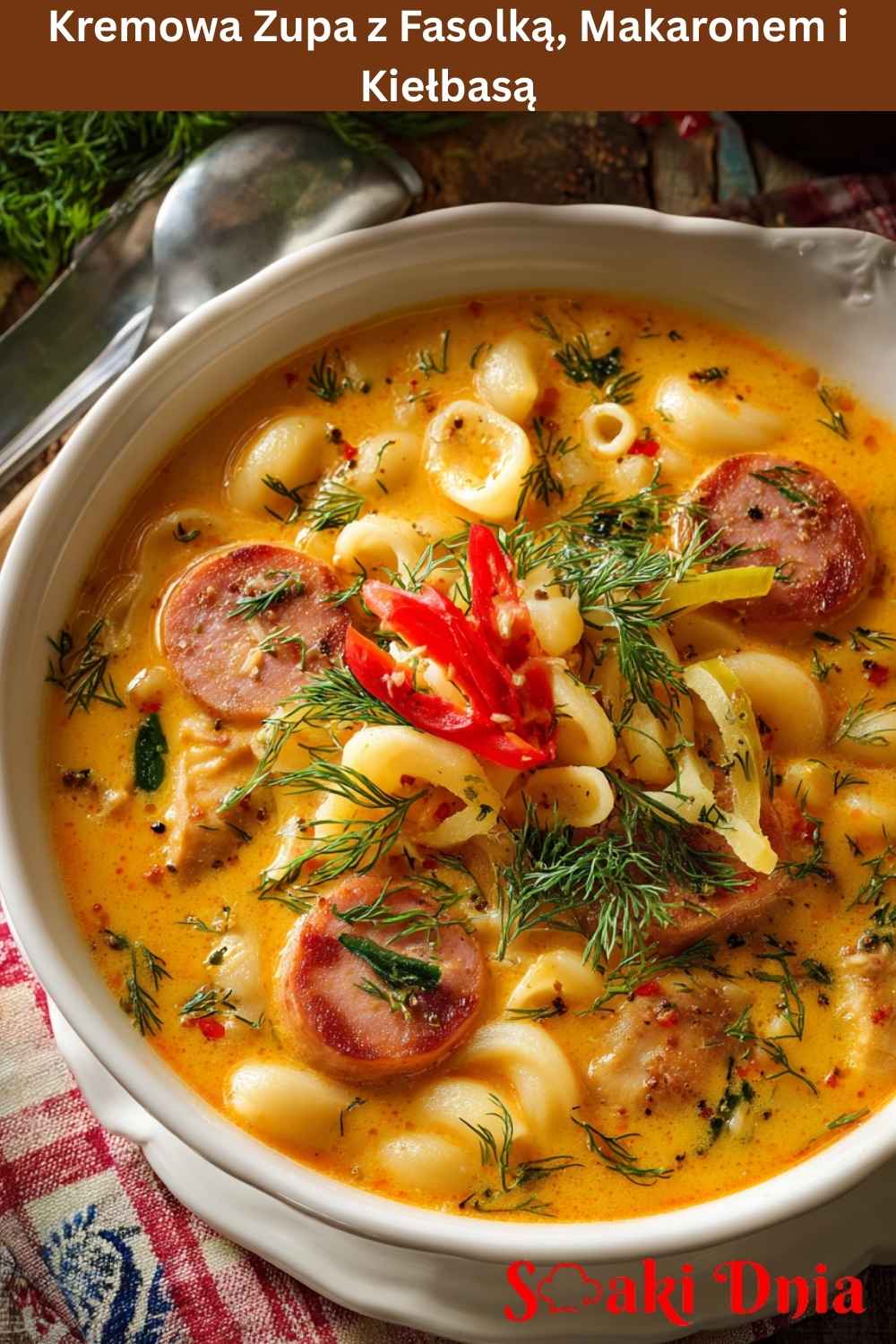 Kremowa zupa z fasolką, makaronem i kiełbasą – miska domowego ciepła 8 Kremowa Zupa z Fasolką, Makaronem i Kiełbasą
