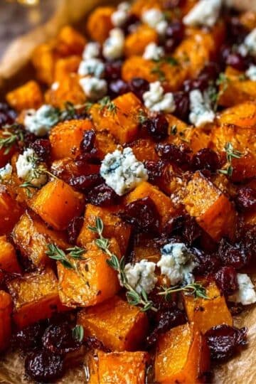 Pieczona dynia z żurawiną i serem pleśniowym – słodko-słona rozkosz