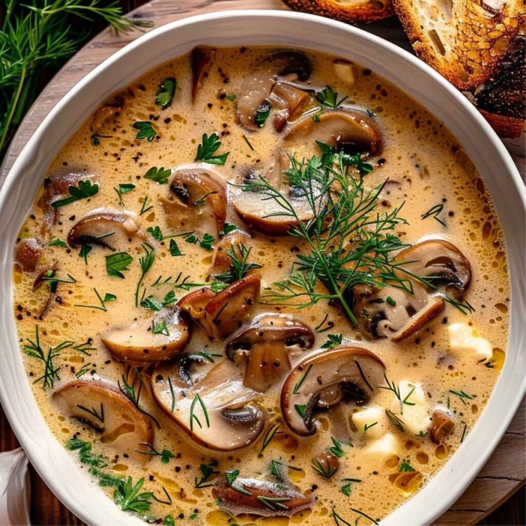 Kremowa zupa pieczarkowa z ziołami