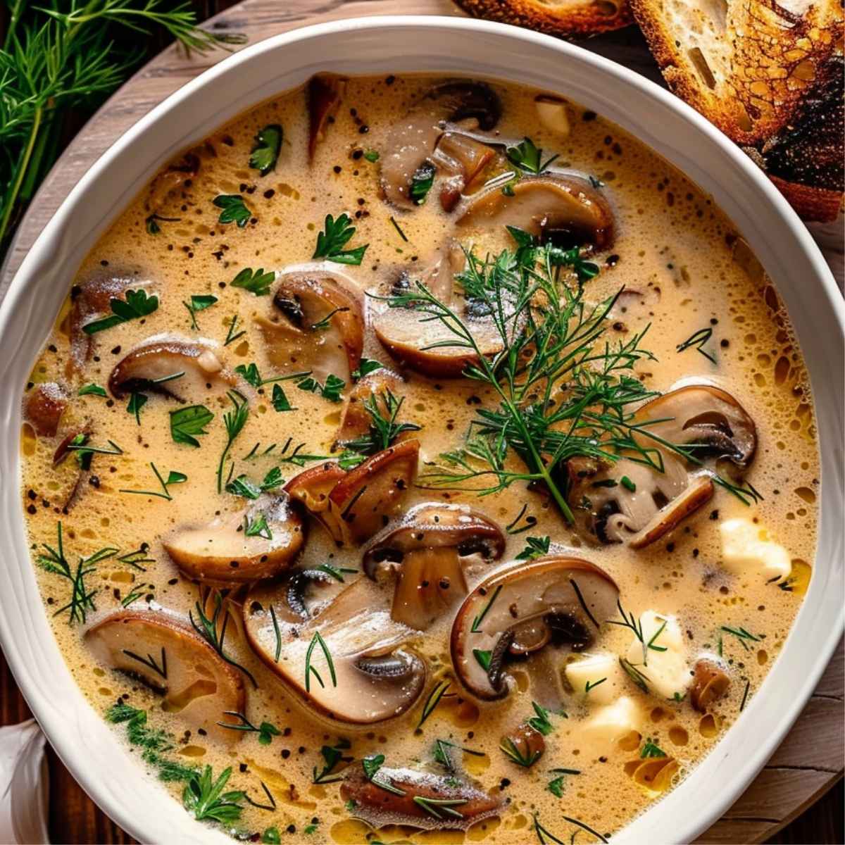 Kremowa zupa pieczarkowa z ziołami – idealna na chłodne dni 5 Kremowa zupa pieczarkowa z ziołami