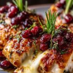 Pieczone piersi z kurczaka z żurawiną, miodem, masłem i ziołami