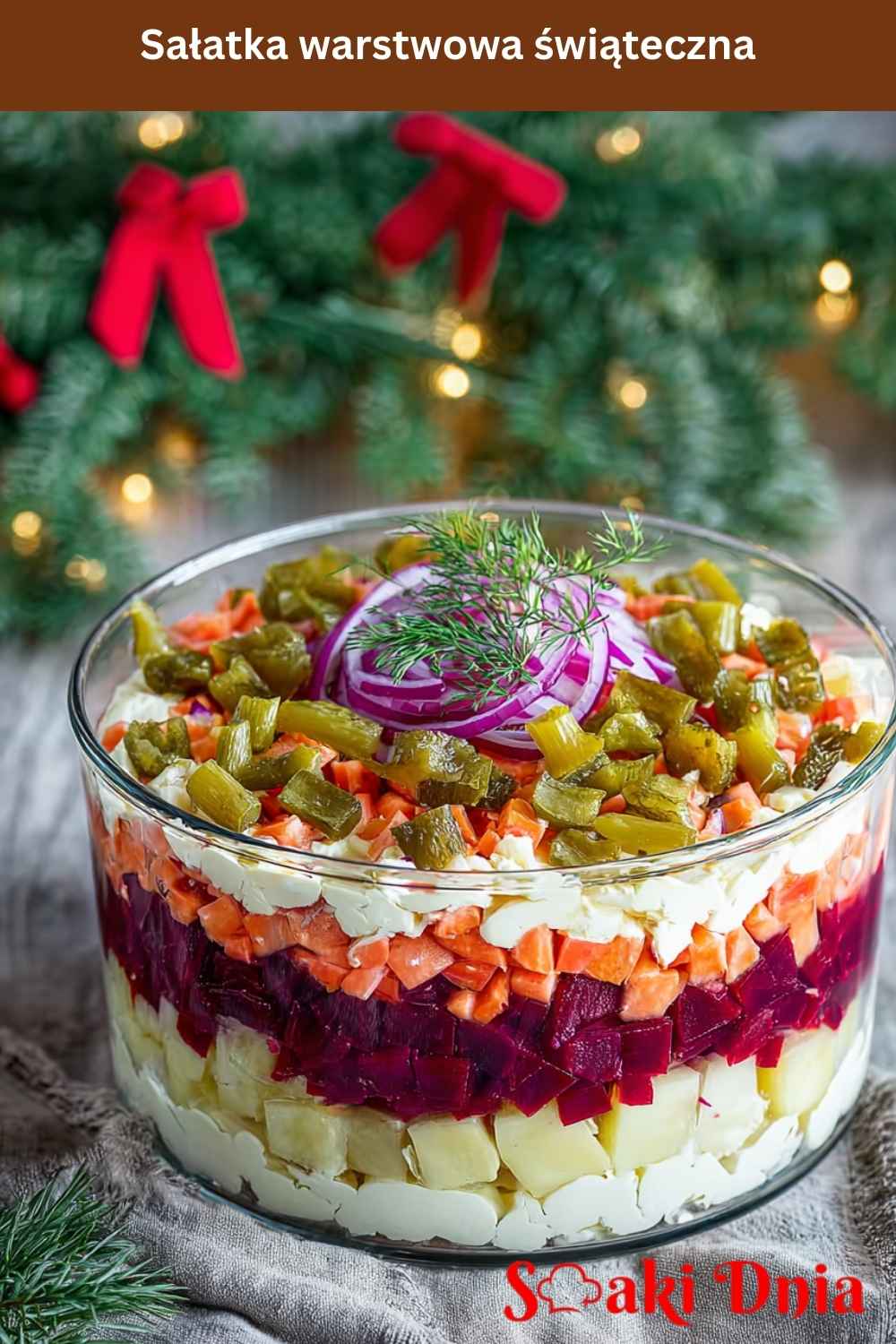 Sałatka warstwowa świąteczna – efektowna i klasyczna 8 Sałatka warstwowa świąteczna