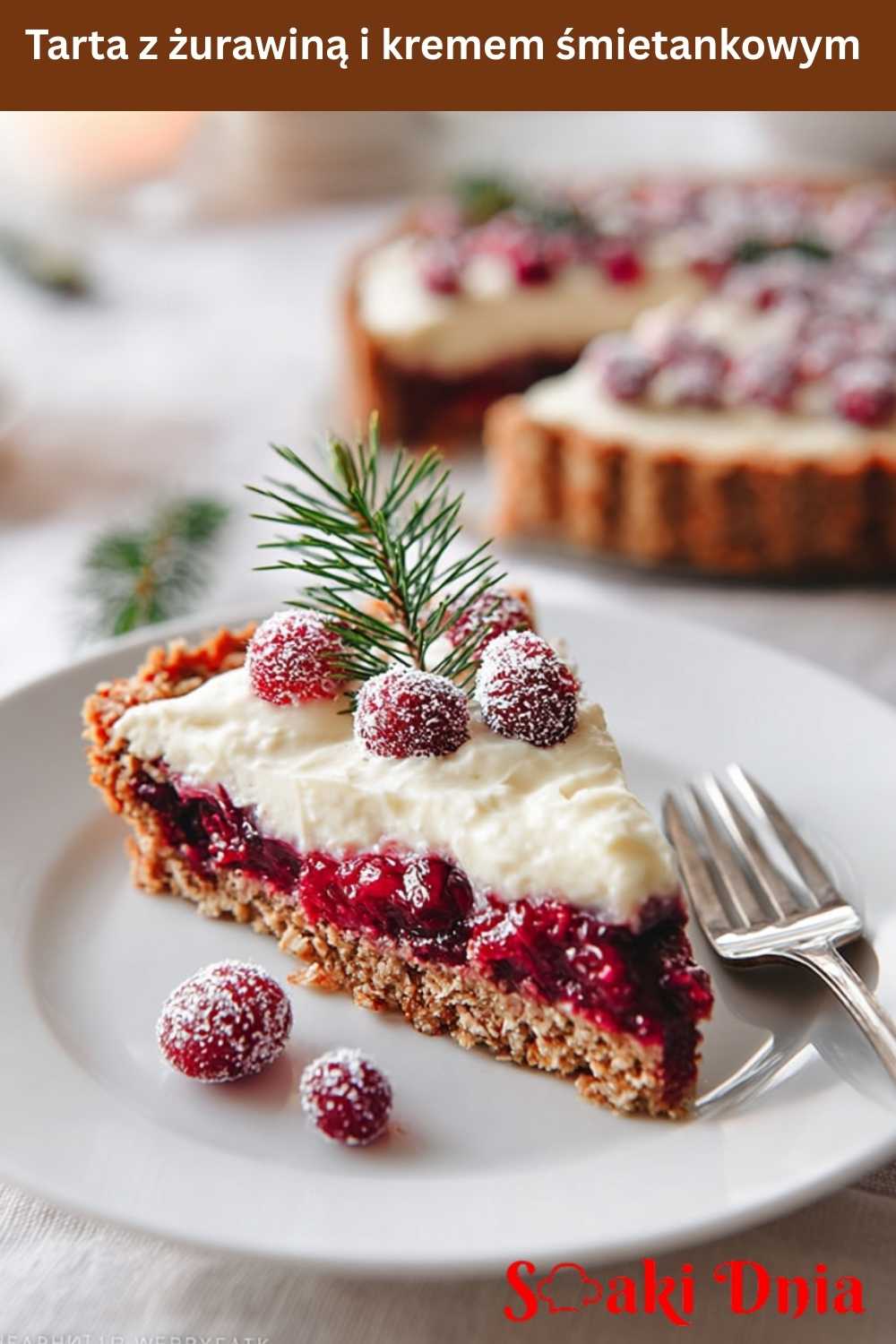 Tarta z żurawiną i kremem śmietankowym