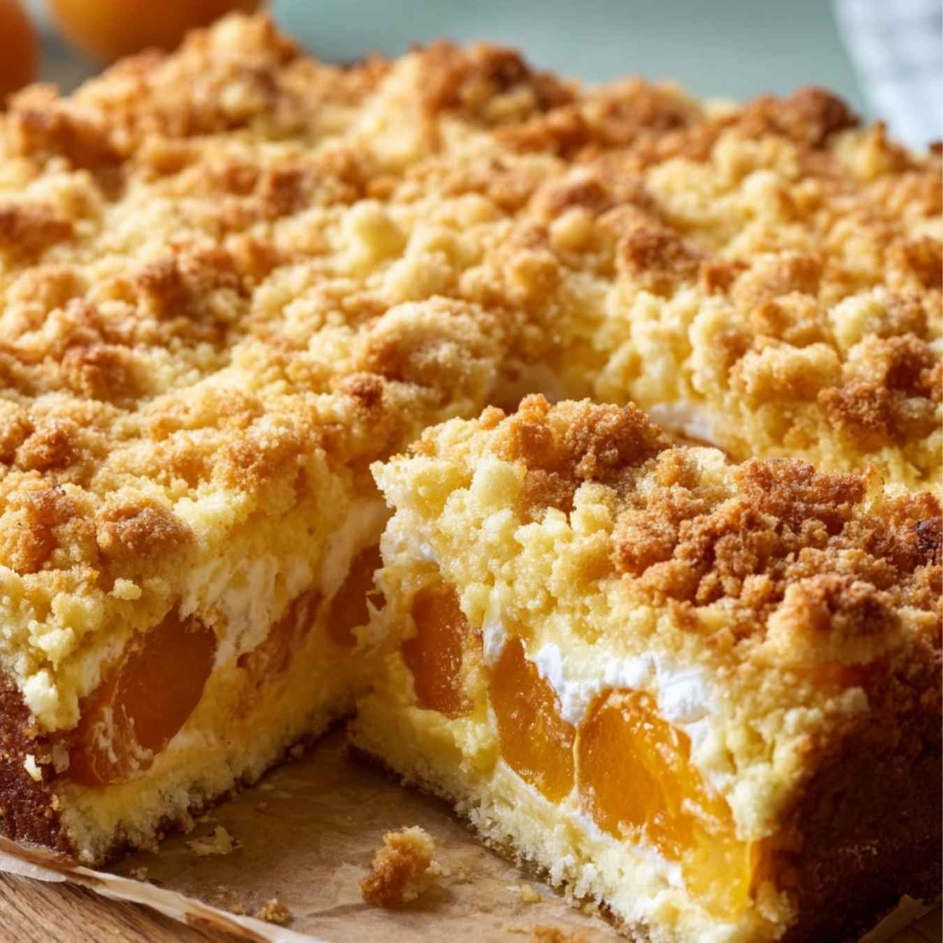 Kruche ciasto z brzoskwiniami i bezową pianką