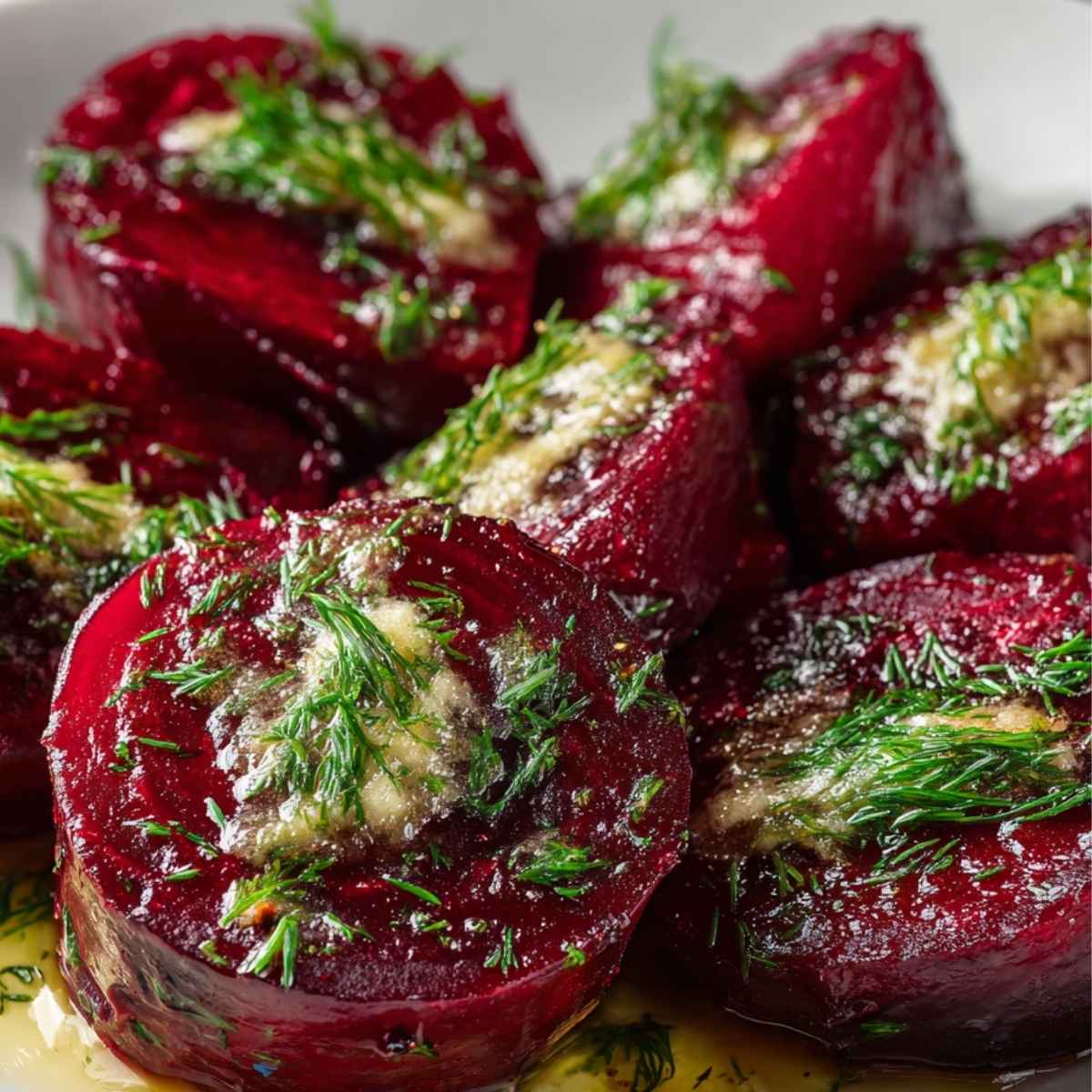 Buraki pieczone z masłem czosnkowym i koperkiem – aromatyczny dodatek