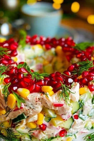 Wieniec sałatkowy z kurczakiem – efektowna sałatka na święta 6 wieniec sałatkowy z kurczakiem