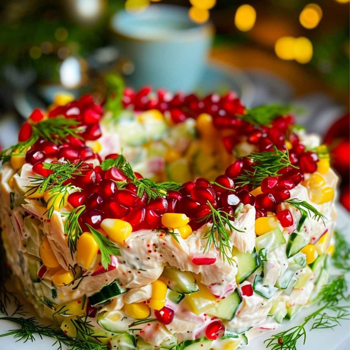 Wieniec sałatkowy z kurczakiem – efektowna sałatka na święta 5 wieniec sałatkowy z kurczakiem