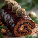 Piernikowa rolada z powidłami i masą orzechową w czekoladzie