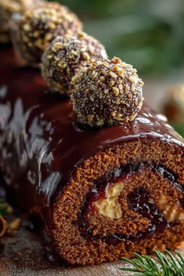 Piernikowa rolada z powidłami i masą orzechową w czekoladzie – świąteczny deser 6 Piernikowa rolada z powidłami i masą orzechową w czekoladzie