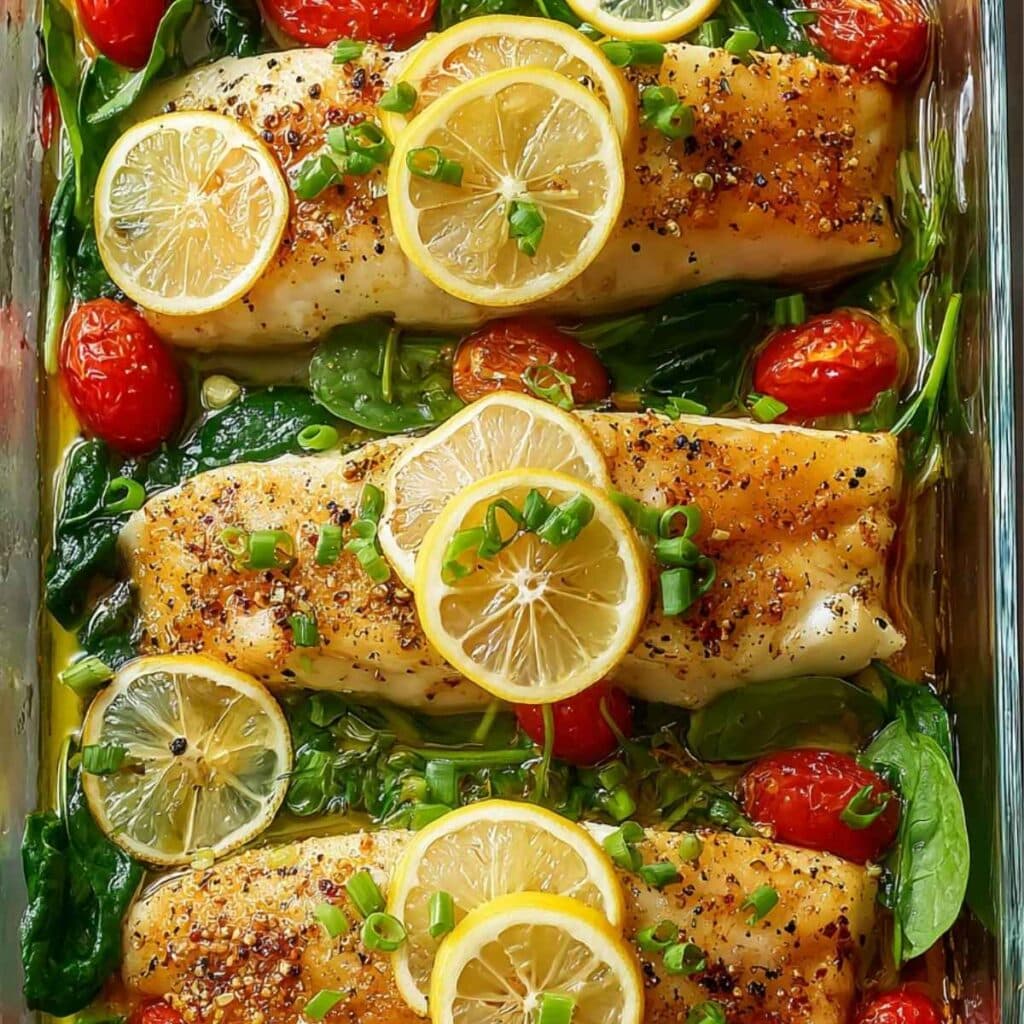 Pieczony dorsz z cytryną i warzywami – lekki, soczysty i pełen smaku