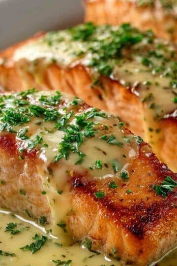 Pieczony łosoś w sosie śmietanowo-cytrynowym – prosty i elegancki