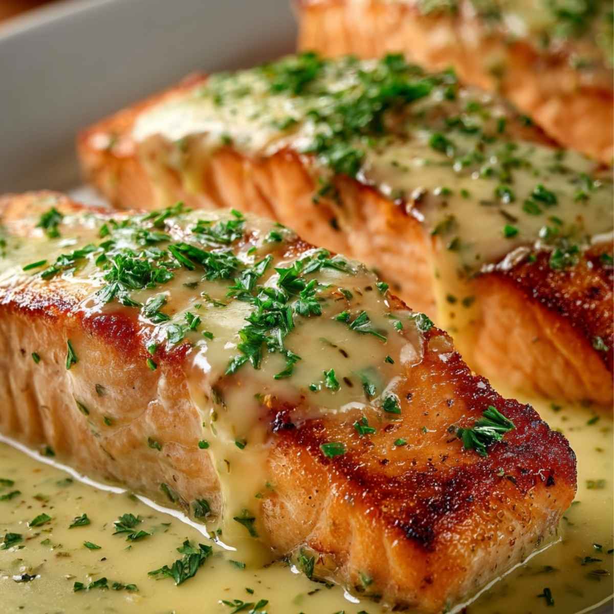 Pieczony łosoś w sosie śmietanowo-cytrynowym – prosty i elegancki