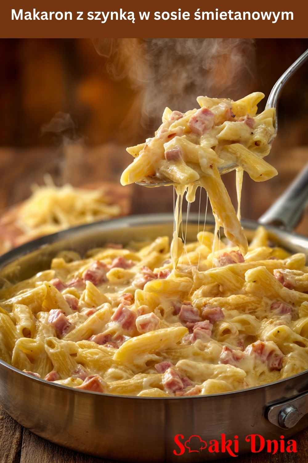 Makaron z szynką w sosie śmietanowym