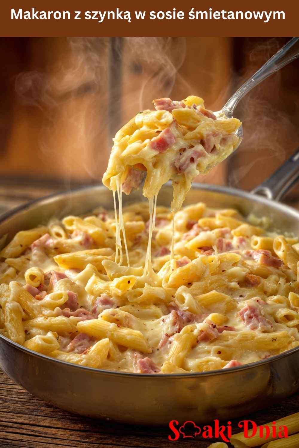 Makaron z szynką w sosie śmietanowym