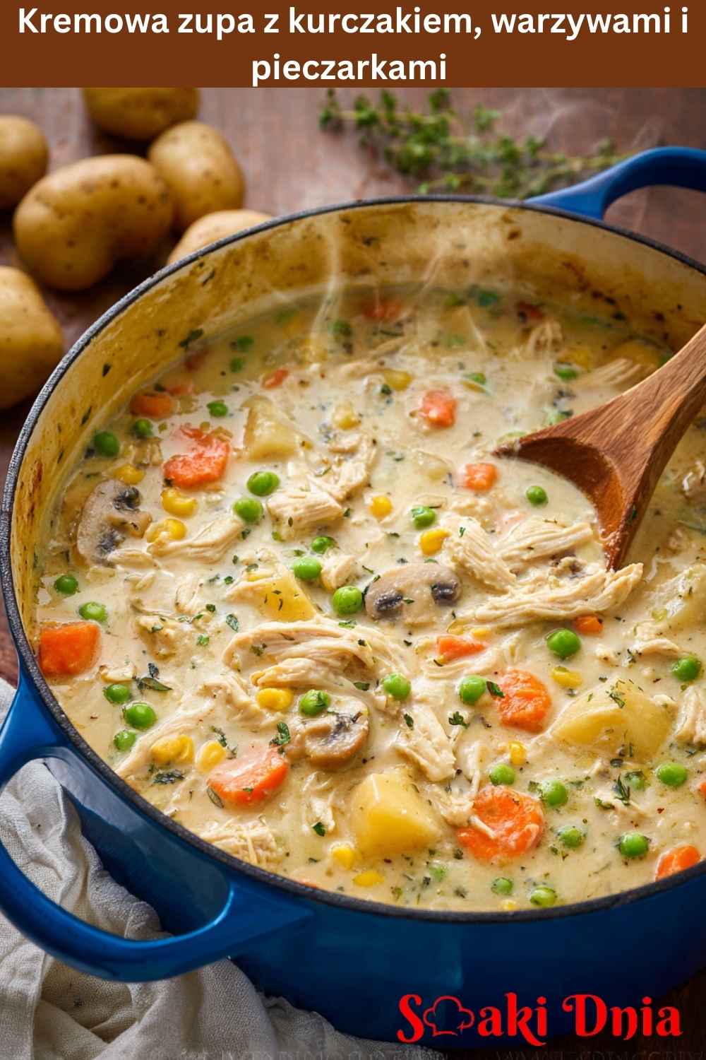 Kremowa zupa z kurczakiem, warzywami i pieczarkami – domowy obiad w jednym garnku 7 Kremowa zupa z kurczakiem, warzywami i pieczarkami